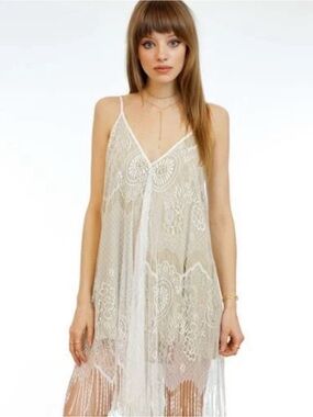 Tiare Hawaii Lace Fringe Trim Dress